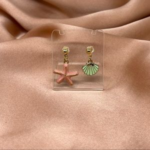 Starfish Seashell Gold Toned Earring